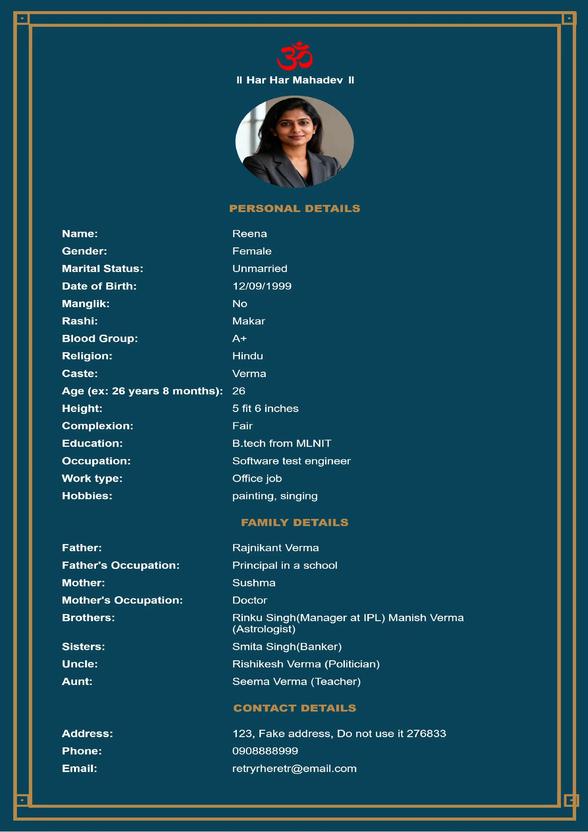 Elegant Biodata Format