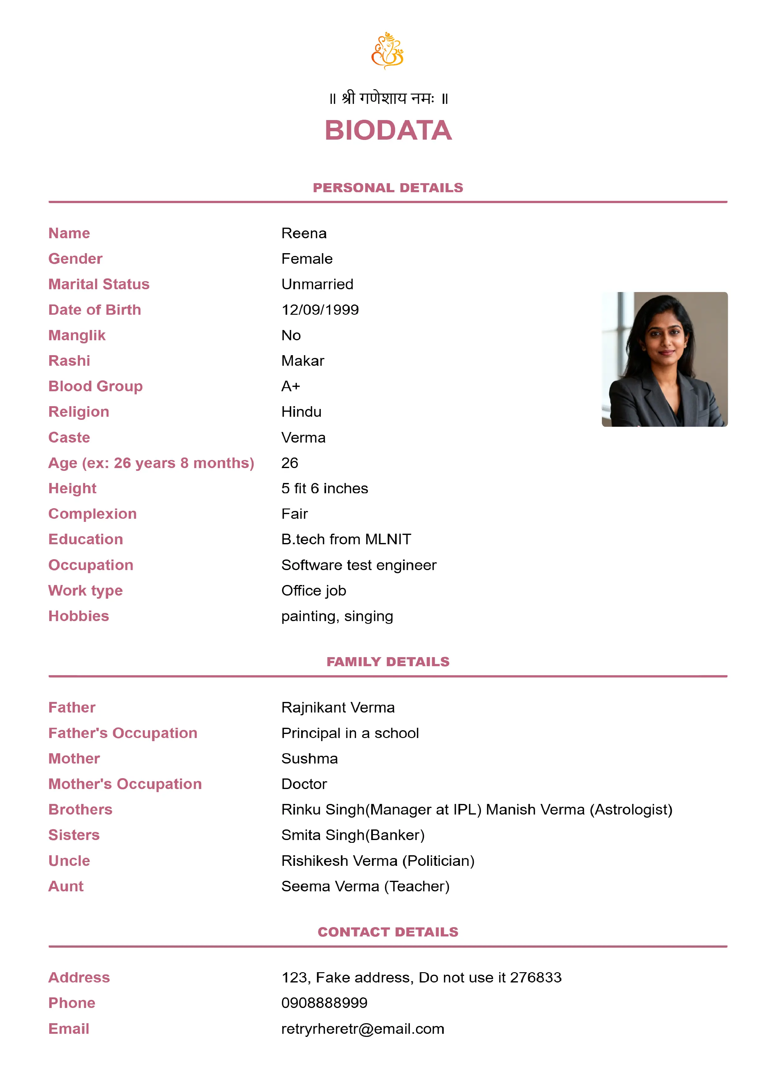 Free Biodata Banao